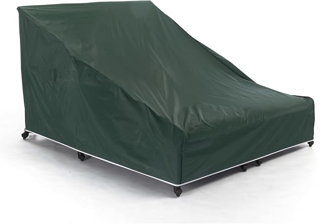 Covermates Classic Double Chaise Lounge Cover – Weather-Resistant Vinyl Outdoor Furniture Cover with Mesh Vent, Elastic Hem, UV Protection, Lightweight Patio, 58W x 78D x 34H, Green