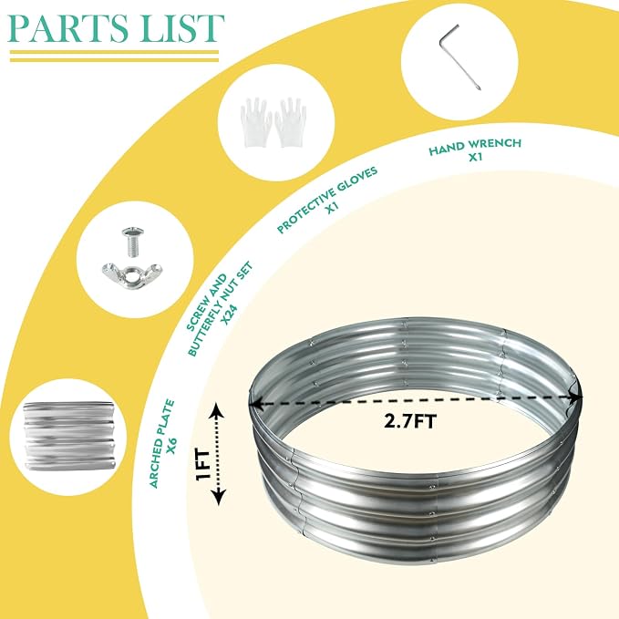 YSEJOMP 32 Inch Diameter Round Galvanized Fire Pit Ring/Fire Ring - Foldable and Perfect for Outdoor Gatherings and Campfires in The Yard/Garden/Park/Beach (Silver, 2.7 FT Diameter)