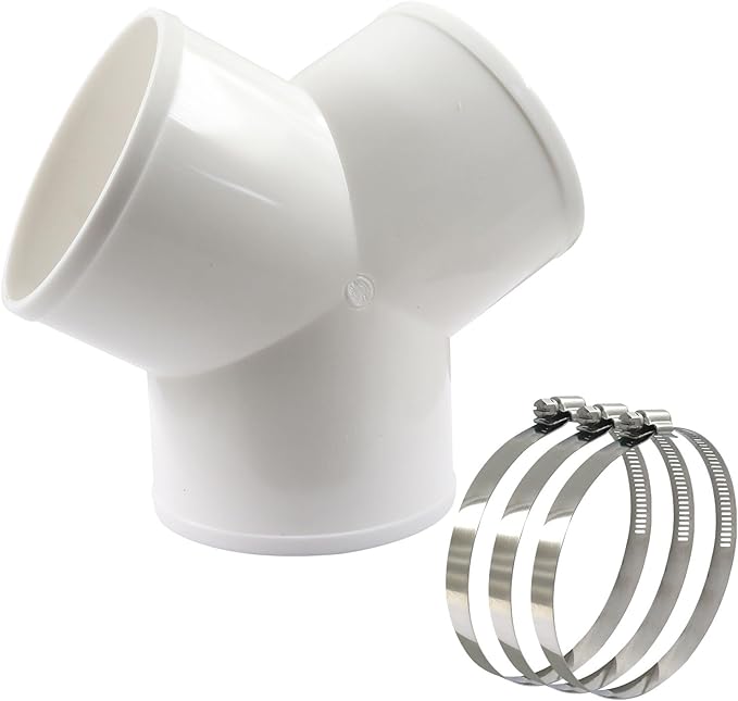 4 Inch 3Way Duct Splitter, 3-Way Duct Connector Exhaust Fan Hose Clamps with 3 Pcs Hose Clamps, Reliable Y Shape Connector for Dryer Vent/Household Users