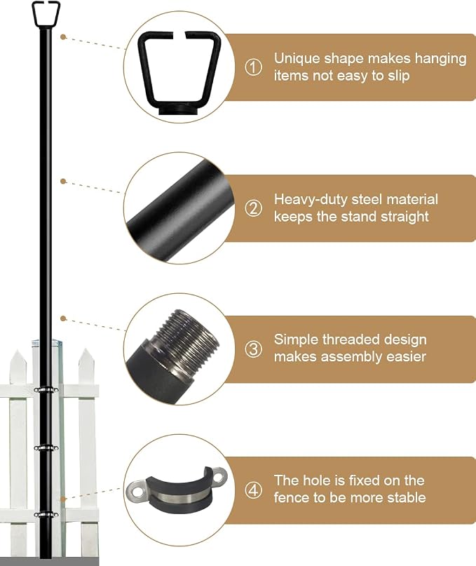 Queension 10FT Deck String Light Poles for Outdoor String Lights for Garden, Backyard, Patio Lighting Stand for Parties, Bistro & Weddings, 1 Pack