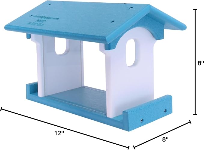 Bluebird Feeder - Poly Lumber - Hanging Blue Bird Feeder for Mealworms (Aruba Blue and White)
