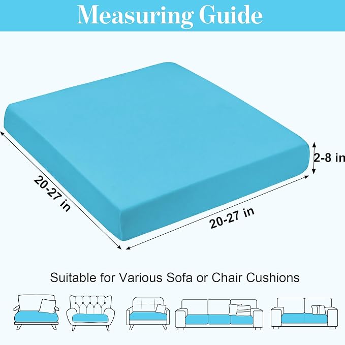pickyNproud 14Pcs Patio Cushion Covers Stretch Outdoor Couch Cushions Slipcovers Replacement Washable Furniture Protector with Elastic Bottom Sofa Chair Seat Cover, Aqua Blue