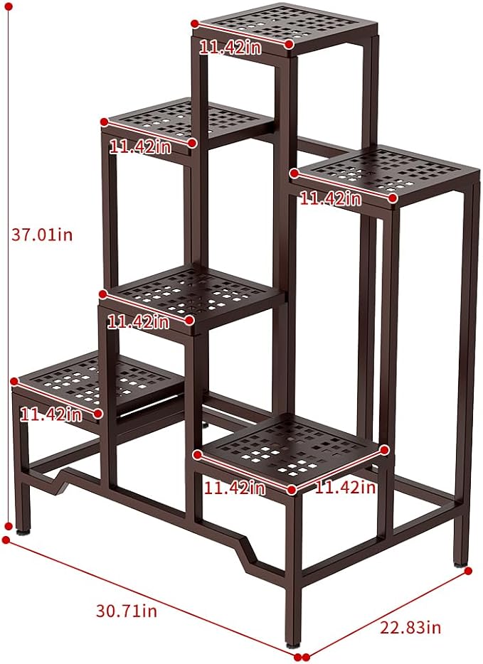 Plant Stand - Aluminum Indoor/Outdoor Flower Rack, Waterproof & Rust-Proof, Stable Support for Pots, Perfect for Living Room, Balcony, Garden, and Office (Brown, 6 Tier)