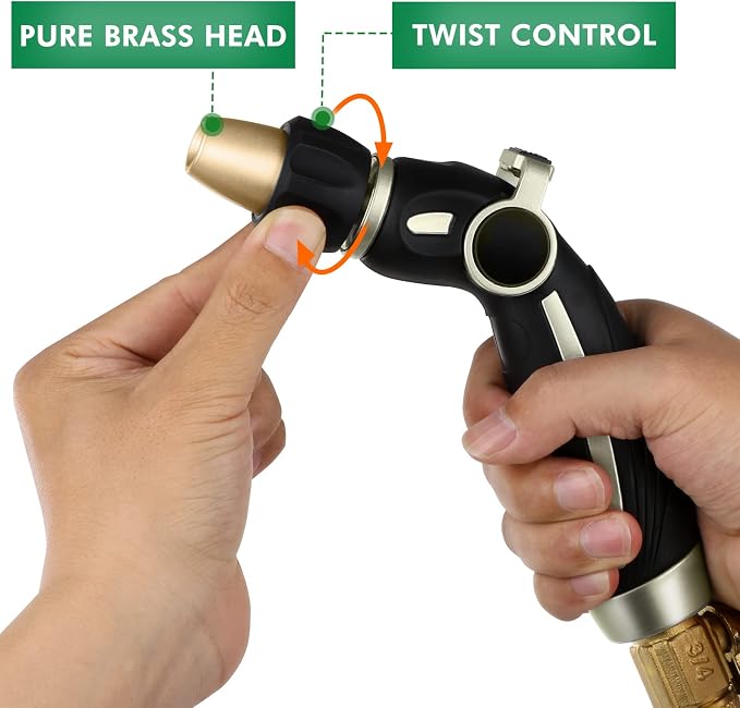RESTMO 36” Long Watering Wand, Metal Garden Hose Wand with 180° Swivel Head, High Pressure Hose Nozzle Sprayer, Heavy Duty Brass Head, for Car Washing, Garden Cleaning, Lawn and Plant Watering