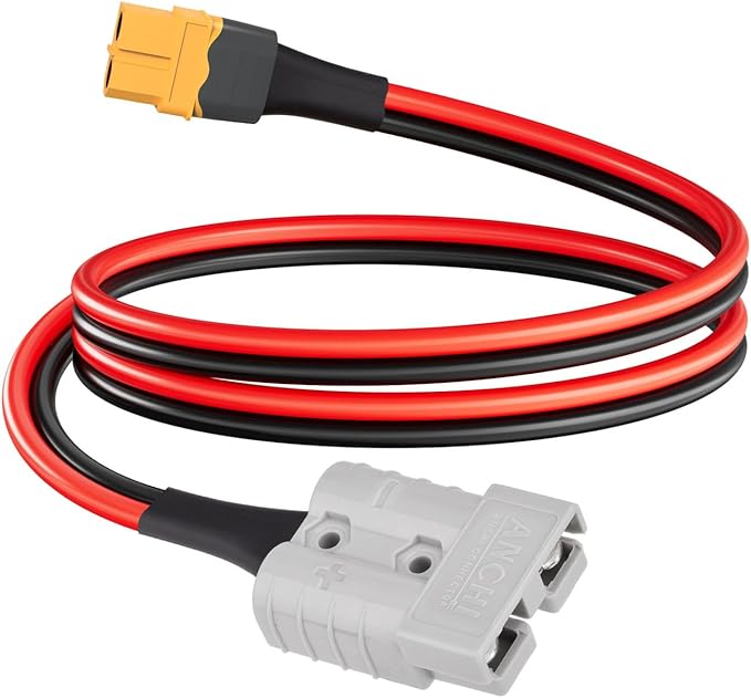 ELFCULB 10AWG 2FT Anderson SB50 Battery Quick Connect/Disconnect to XT60 Female Cable SB50-XT60 Connector Cable for RC Battery Solar Panel and Solar Portable Power Station
