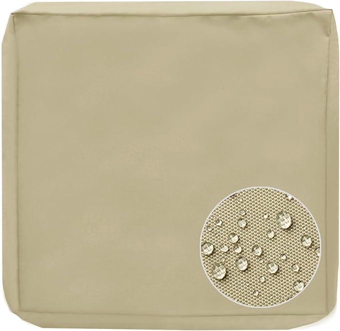 Sqodok Patio Cushion Covers, Waterproof Outdoor Cushion Covers Replacement, Patio Cushion Seat Slicovers for Sectional Sofa, Chair, Outdoor Wicker Patio Sofa (Tan, 24"x24"x4"-1 Pack-Cover ONLY)