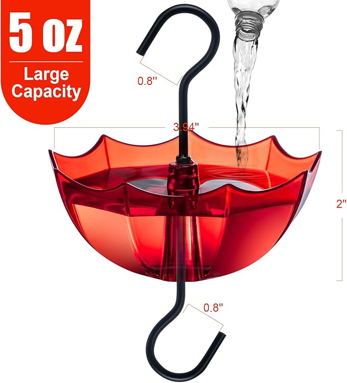Ant Moat for Hummingbird and Oriole Feeder(5 OZ, 4 Pack) Umbrella Hummngbird Feeder Parts Hanging Ant Guard, Feeder Accessory Hooks
