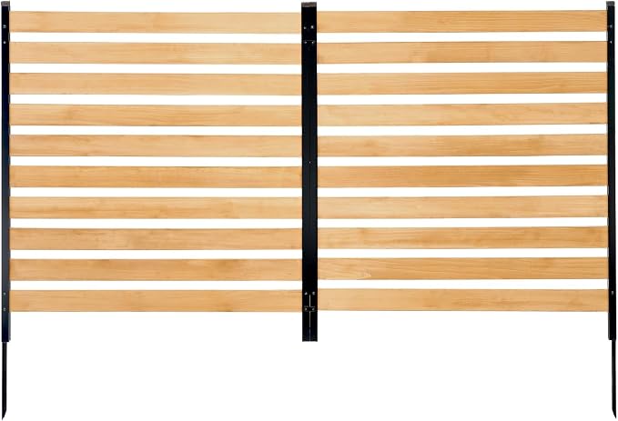 VEVOR Wood Privacy Fence, 38" W x 42" L, 2-Panel Slatted Air Conditioner Fence Screen, Pool Equipment Enclosure with Metal Stakes, Easy DIY Installation, Outdoor Trash Can Hider for Garden Decoration