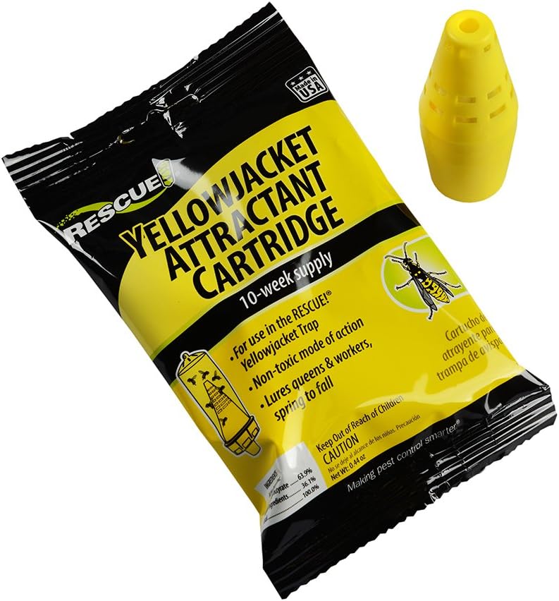 RESCUE! Yellowjacket Attractant Cartridge (10 Week Supply) Reusable Yellowjacket Traps (Pack of 3)