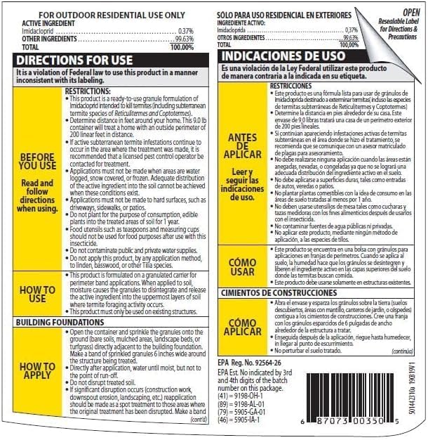 BioAdvanced Termite Killer Granules - Covers 200 Linear Feet - 9 lb Bottle