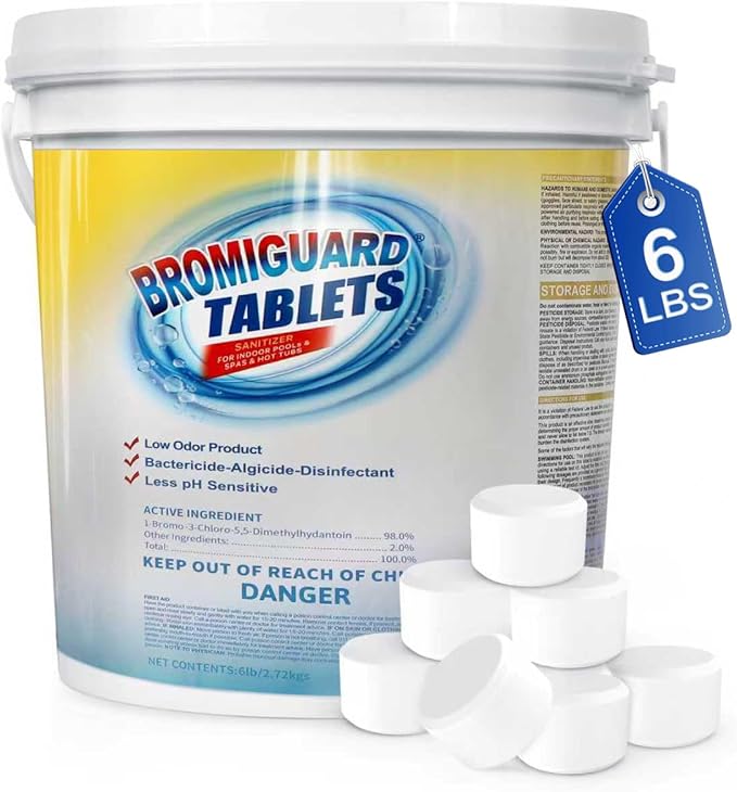 Bromine Tablets for Spa Hot Tub, Bromine Tablets for Pools, Pre-Stabilized, Low Chlorine Odor,Great Chlorine Alternative