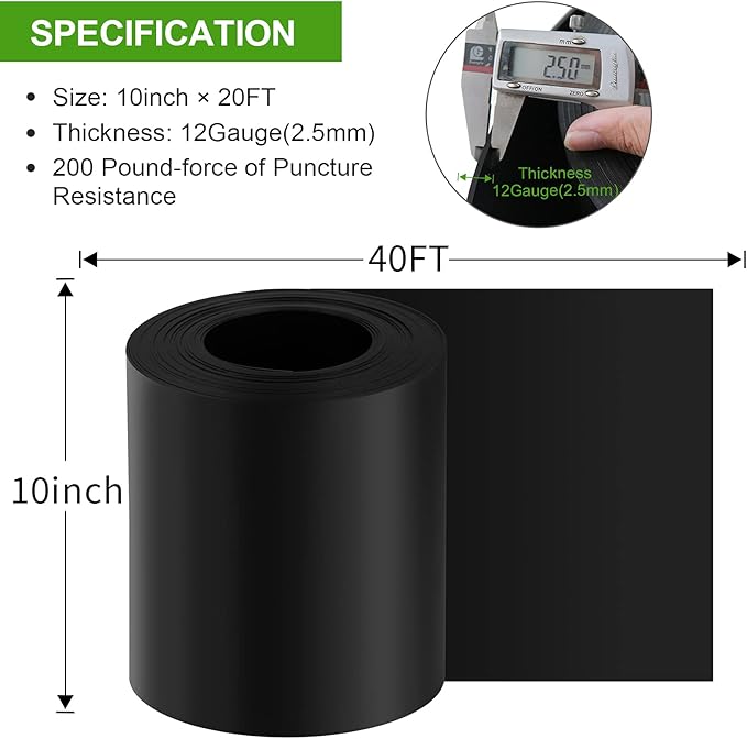 12 Gauge 40 Feet Grass Weed Barrier Landscape Edging 10 inch Depth Flexible Border Roll Lawn Landscape Garden Edging for Backyard Driveway Path Sidewalk