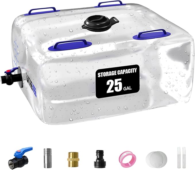 Water Storage Bladder, 25/50/100 Gallon Portable Water Tank, Collapsible Water Storage Containers with Spigot, Large Capacity Water Bag for Emergency Water