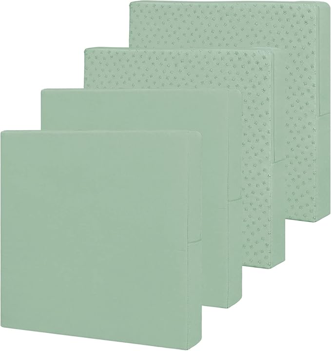 Easy-Going Waterproof Patio Cushion Covers 24x24x4 inch 4 Pack Replacement Non-Slip Outdoor Seat Cushion Slipcover with Zipper. Greyish Green
