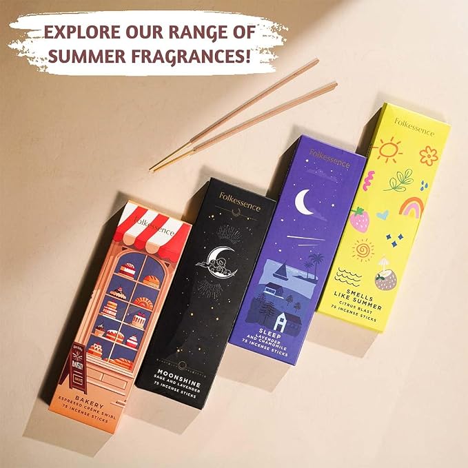 Folkulture Incense Sticks (75 Sticks) |8" Premium Coffee Incense Sticks for Aromatherapy, Focus, Energy, Gifts for Women | No Charcoal,Organic, Non Toxic, 45 Mins, Long Burning Insence-Sticks