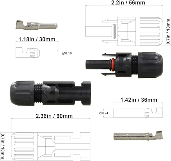25Pairs / 50PCS Solar Connectors - Male & Female IP67 Waterproof Connector (25 Pairs Solar connectors)