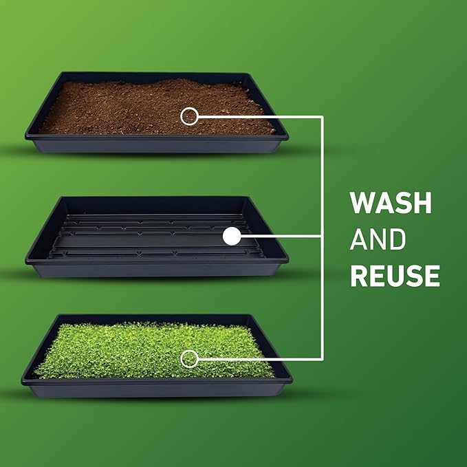 10x20 Inch Black Plastic 5 Pack Plant Propagation Tray – Growing Trays for Garden, Planting, Seedling, Soil & Hydroponic Horticulture - Microgreen Trays Grow Plants - No Drain Holes