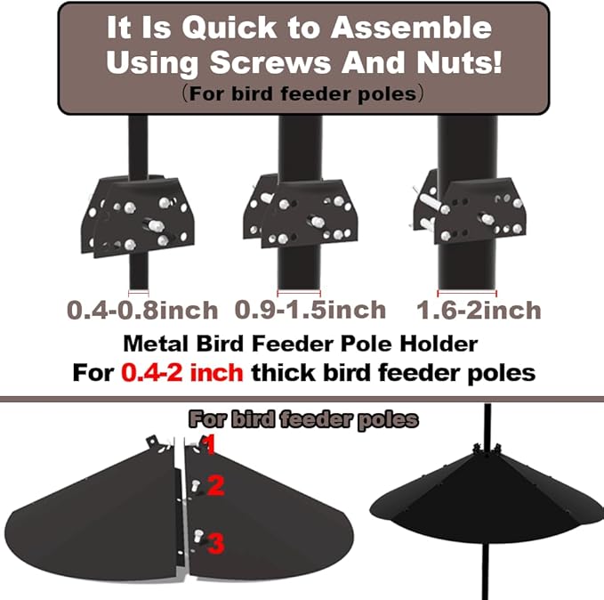 24 Inch Metal Squirrel Baffle,Adjustable Opening Size, for Up to 4x4 Wide Wooden Post,Squirrel Baffle for Bird Feeders Without Removing Bird Feeder Poles Or Shepherd's Hooks.Deep Black 1Pack