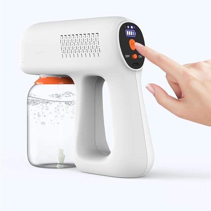 Handheld Sprayer 300Ml Cordless, Handheld Fogger Rechargeable Sprayer Machine, Handheld Fogger with Mist Levels, White Color, Lithium Ion, Suitable for Appliances Household Skin