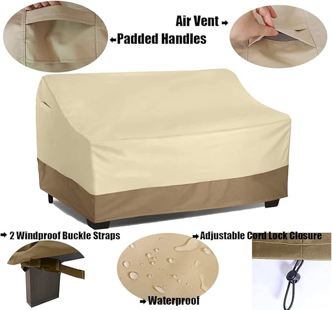 Waterproof Bench/Loveseat Cover, Large Outdoor Furniture Covers Waterproof for Loveseat/Bench.