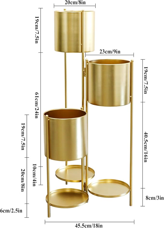 TRIROCKS 35.5'' High Metal Plant Stand 6 Tier 6 Potted Indoor Flower Pot Stand Holder Shelf Outdoor Foldable Decorative Storage Shelf Rack for Multiple Potted Plants Patio Garden Living Room Corner(Gold)