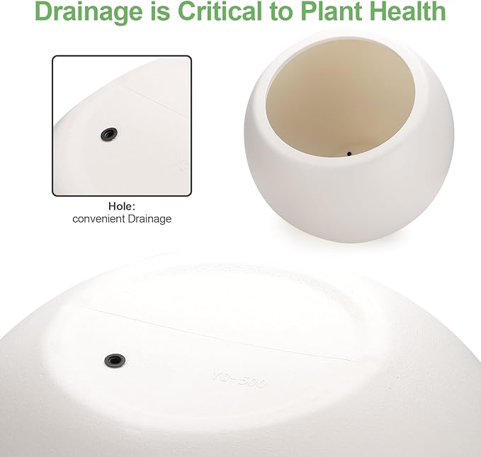 Large Round Planter,Planters for Indoor Plants & Outdoor,Durable Plastic Material Sphere Planter with Drainage Hole & Rubber Plug Weather Resistant,Plant Pot