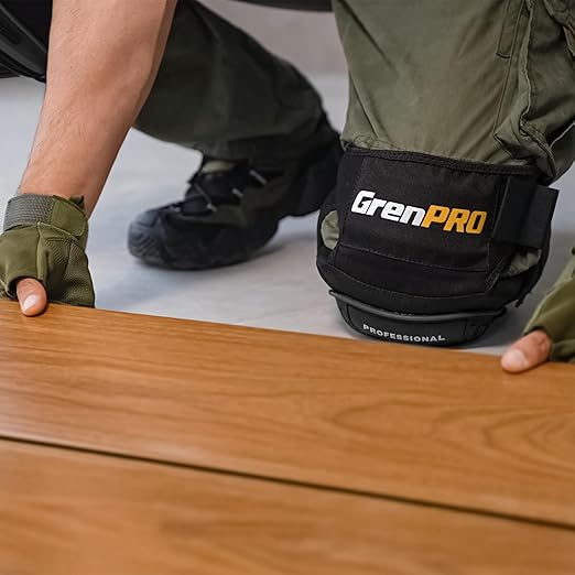 GRENPRO Professional Knee Pads for Work,Heavy Duty Thick Foam Knee Pads Tools, Knee Pad with Soft Gel Cushion for Construction, Work, Flooring, Gardening, Cleaning, Tiling,Black