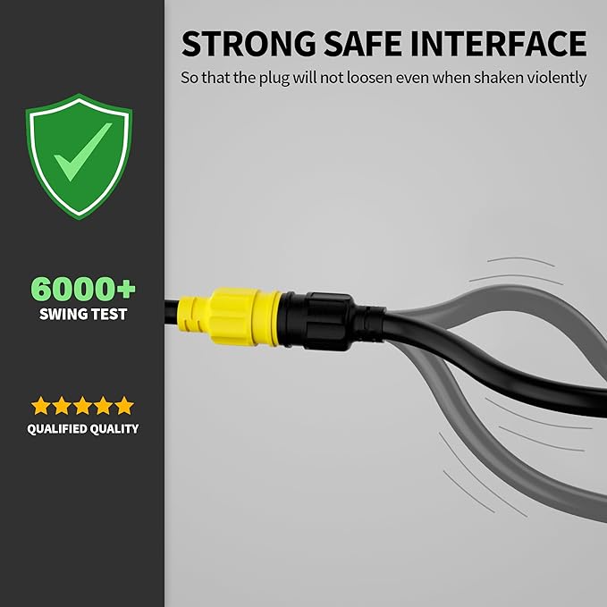 POWGRN 25 FT RV Power Cord 30 Amp Extension Cord, 4 Prong to 3 Prong Adapter Generator Extension Cord, 30 Amp RV Adapter, NEMA TT-30P to NEMA L14-30R, 10AWG STW 30A 125V 3750W, Yellow, ETL Listed