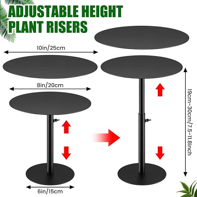 Novabright 3 Pack Adjustable Plant Riser for Inside Pot 7.5-12" Planter Inserts for Large Pots Metal Pot Fillers for Tall Square Round Taper Planters Container Indoor Outdoor (6''8" 10" Base or Top)
