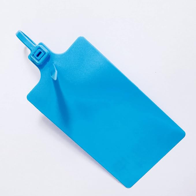 200pcs Blank Tags, Plastic Waterproof Seals,for Labeling,2.28"×3.94",Blue | large,Writeable, Zip Tie Tag Seals for shipping,identification,inventory
