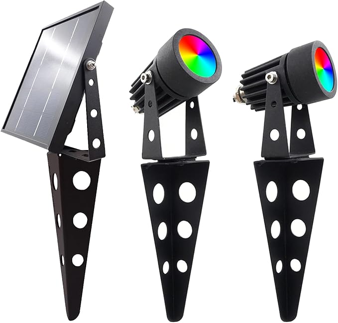 Mini 50X Twin Solar Spot Lights Outdoor Multi Color Changing RGB LED Spotlight Cast Aluminium for Outdoor Garden Yard Landscape Downlight