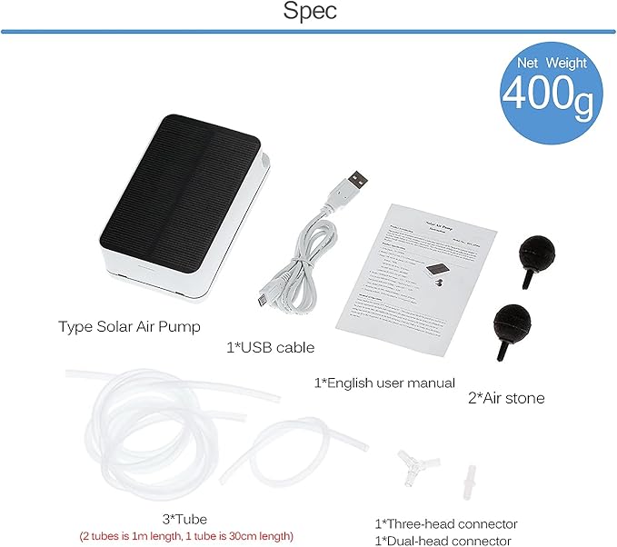 Sunsbell Air Pump Pond Kit Solar Kit Solar Water Pump Solar Powered Pool Pond Oxygenator Aerator Bubbler, for Garden Fountain Pool Aquarium Fish Tank