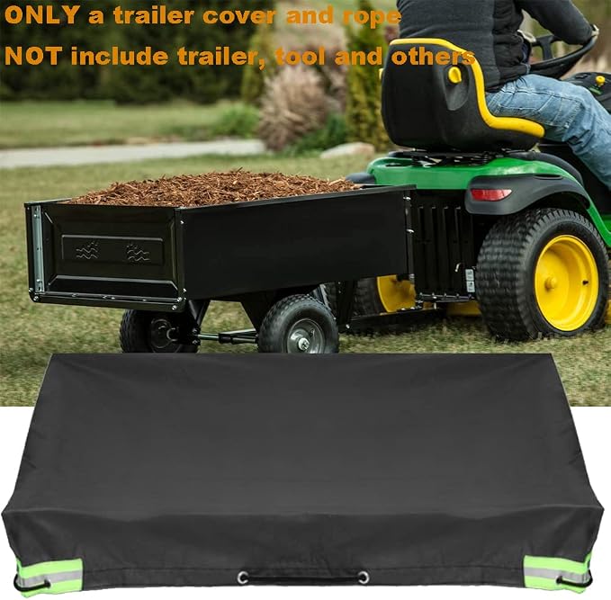 Tipping Trailer Cover for Lawn Tractor, Waterproof Utility Wagon Tow steel Dump Cart Dustproof Folding Cargo RV Trailer Camper Covers 72x48x5in Black