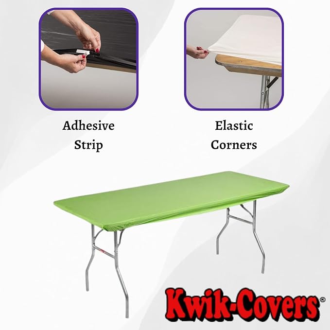 Kwik-Covers 6' Rectangle Plastic Table Covers 30" x 72", Bundle of 5 (Lime Green)