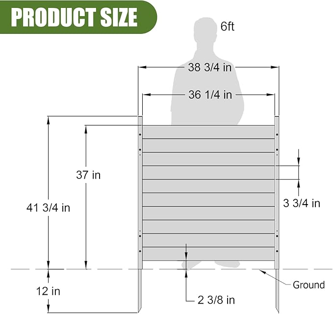 Outdoor Privacy Fence 2P-38''W x 42''H Wood Fence Privacy Screen No Dig Fence Panels, Fencing for Garden Patio Pool Equipment Enclosure Trash Bin Air Conditioner, Privacy Fence Panels Horizontal,White