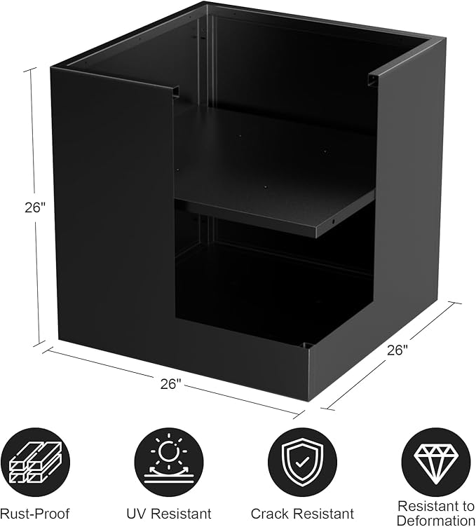 Nessxa Tall Metal Planter Box for Outdoor Plants 26" L x 26" W x 26", Heavy Duty Steel Large Square Planter Box with Removable Insert Shelf, Modern Décor for Tall Plants, Trees, Flowers (Black)