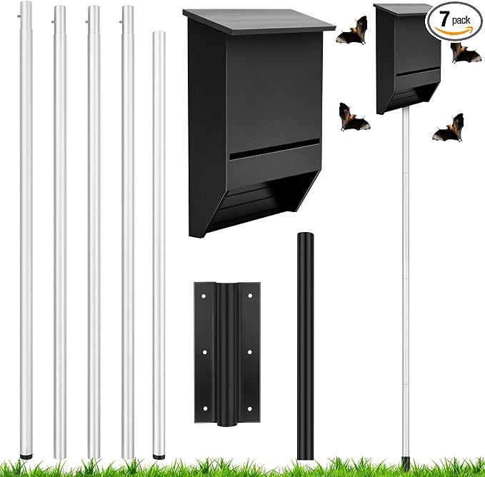 Yaocom 15FT Telescoping Bat House Pole Kit Include Bat House, Ground Socket for Outdoor