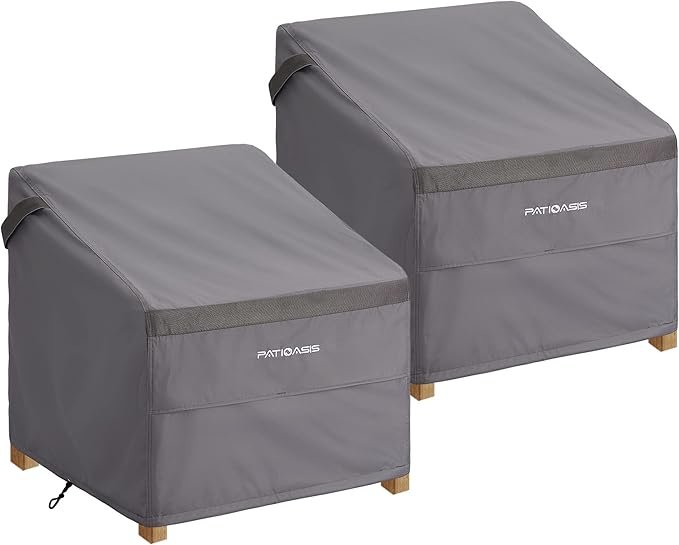 Waterproof Outdoor Single Arm Chair Covers Grey 36''w x 37''d x 36''h All Weather Resistant Covered Outdoor Lawn Adirondack Chairs Furniture Cover