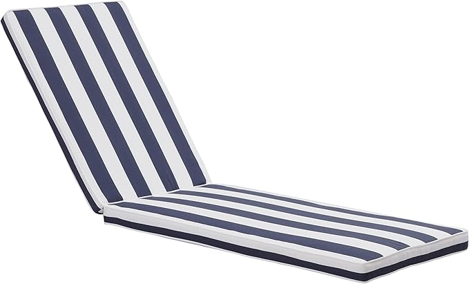 Only choice Outdoor Lounge Chair Cushions Patio Chaise Lounge Replacement Cushions Funiture Seat Cushions Chair Pads(Blue+White Stripes-1 pcs)