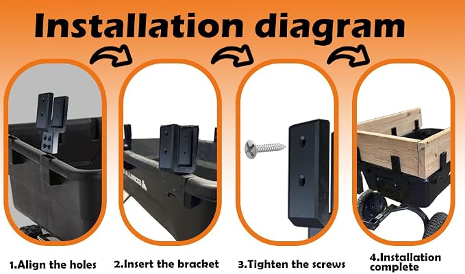 Heavy-Duty Sidewall Brackets (Set of 8) - Compatible with Gorilla Cart 7 & 12 cu/ft Models, Fits 3/4" x 2" x 2.5" Holes, Easy Installation, Extra Storage Capacity