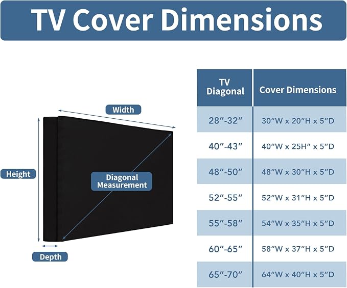 Easy-Going Outdoor TV Cover with Roll Up Front Flat for 55-58 inch, Waterproof and Weatherproof TV Cover for Flat Screen TV, Black