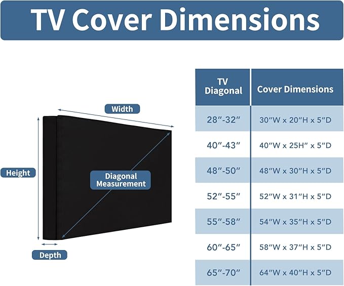 Easy-Going Outdoor TV Cover with Roll Up Front Flat for 65-70 inch, Waterproof and Weatherproof TV Cover for Flat Screen TV, Black