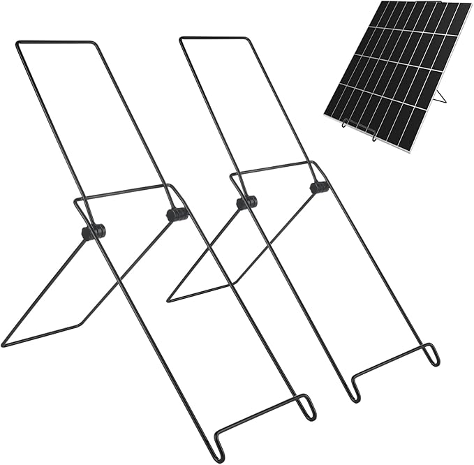 2 Pack Solar Panel Stand, Folding Solar Panel Stand Mounting Bracket - Quick Angle Adjustment, Portable Suitable for Solar Panels Less Than 0.35 Inches Thick