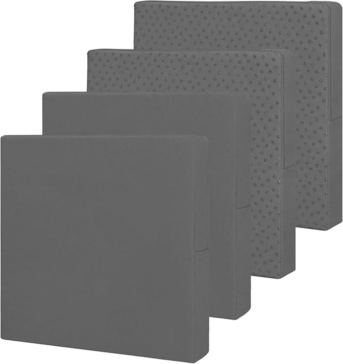 Easy-Going Waterproof Patio Cushion Covers ONLY Cover 22x20x4 inch 4 Pack Replacement Non-Slip Outdoor Seat Cushion Slipcover with Zipper. Dark Gray