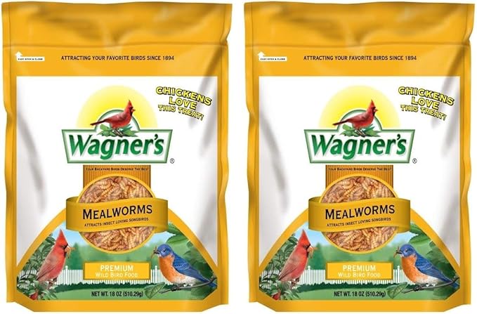 Wagner's 58005 Mealworms Wild Bird Food, 18-Ounce Bag (Pack of 2)
