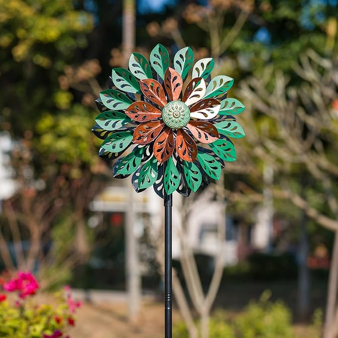 Viveta Wind Spinner Outdoor, Kinetic Metal Wind Sculptures & Spinners, 360 Degrees Windmill for Yard and Garden