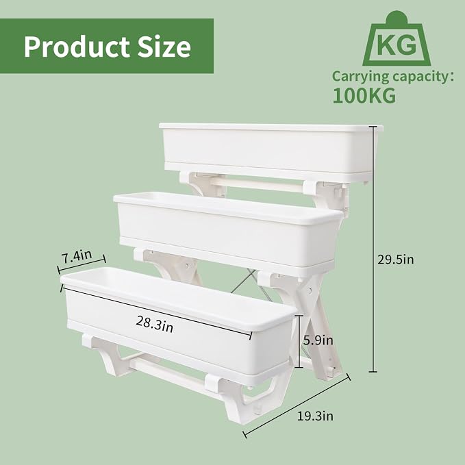 Oliz Planters for Outdoor Plants 3 Tiers Vertical Raised Garden Bed Freestanding Elevated Planter with Planter Tray for Indoor and Outdoor Strawberry, Herb, Flower, and Vegetable Planter