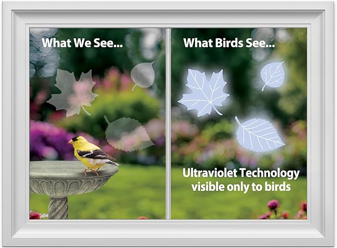 WindowAlert Leaf Medley Anti-Collision Decal - UV-Reflective Window Decal to Protect Wild Birds from Glass Collisions - Made in The USA