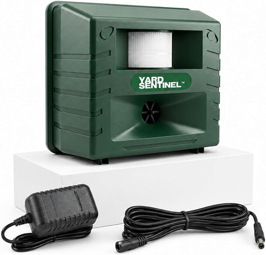 ASPECTEK Yard Sentinel Ultrasonic Animal Repeller, 5500 Sq. Ft. Coverage with 24Hrs Motion Sensor, Night Scanner, Deterrent for Deer, Raccoon, Bear, Rabbit, Skunk and Fox, Includes 10m Extension Cord