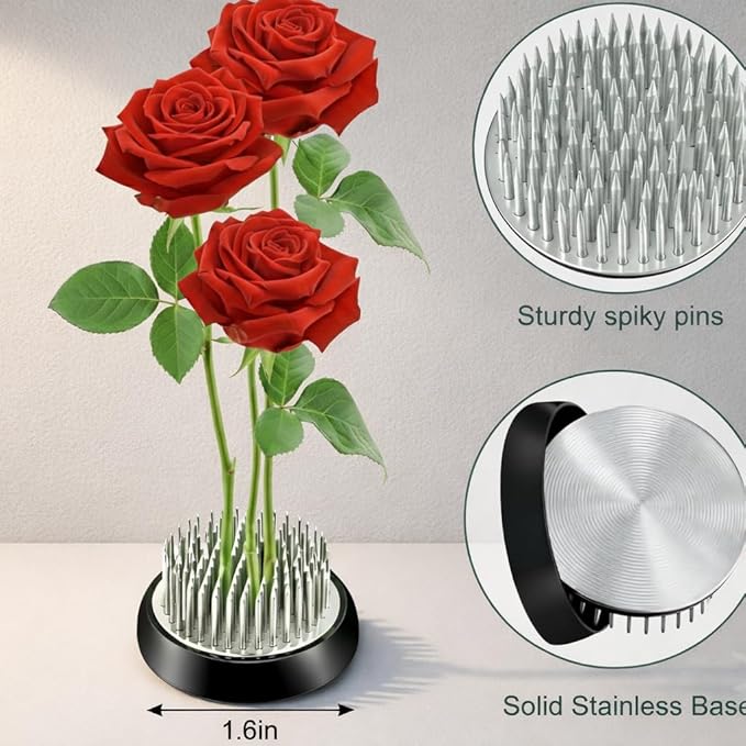 Flower Frog Vase Kit – Japanese-Inspired Arita-Style Glazed Ceramic Ikebana Vase with Kenzan & Gift Box, for Floral Arranging, Home & Office Decor, Relaxing Ambience (Black Small)